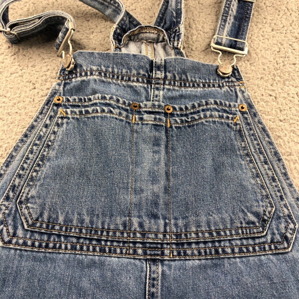 Gap Overalls Womens Medium Blue Indigo Slouchy Denim Bib Cotton Pockets Jeans - Picture 3 of 11